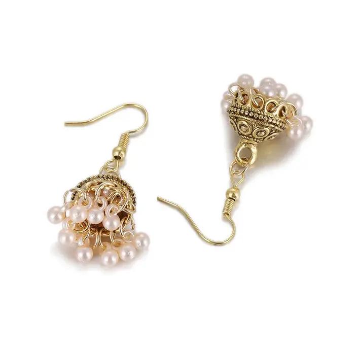 Boucles d'oreilles indiennes classiques rétro couleur or pour femmes