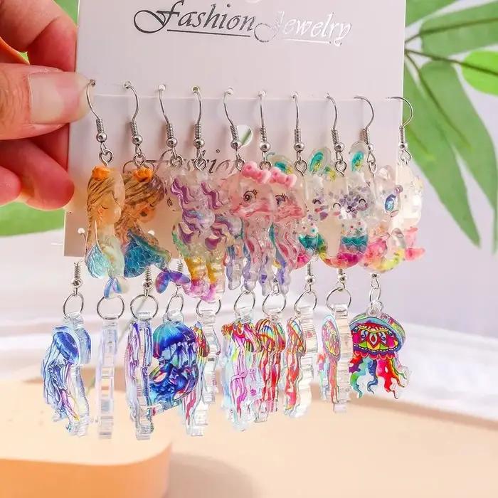 Boucles d'oreilles sirène colorées pour femmes