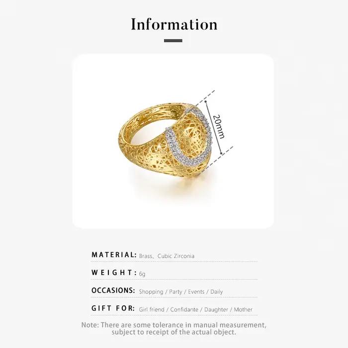 IVOG – bague Design en forme de U en Zircon brillant pour femmes