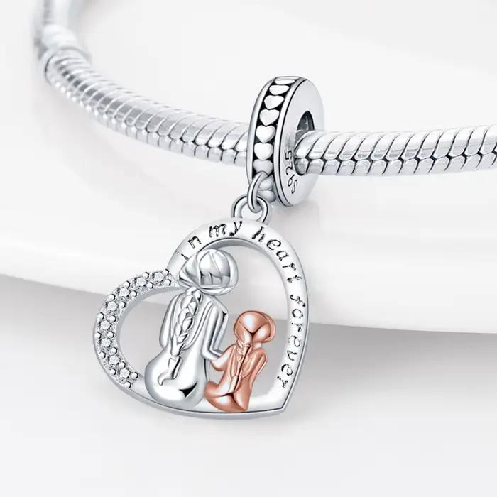 925 argent sterling original mère fille meilleur ami perles breloque bracelet à bricoler soi-même collier fiançailles anniversaire bijoux cadeau