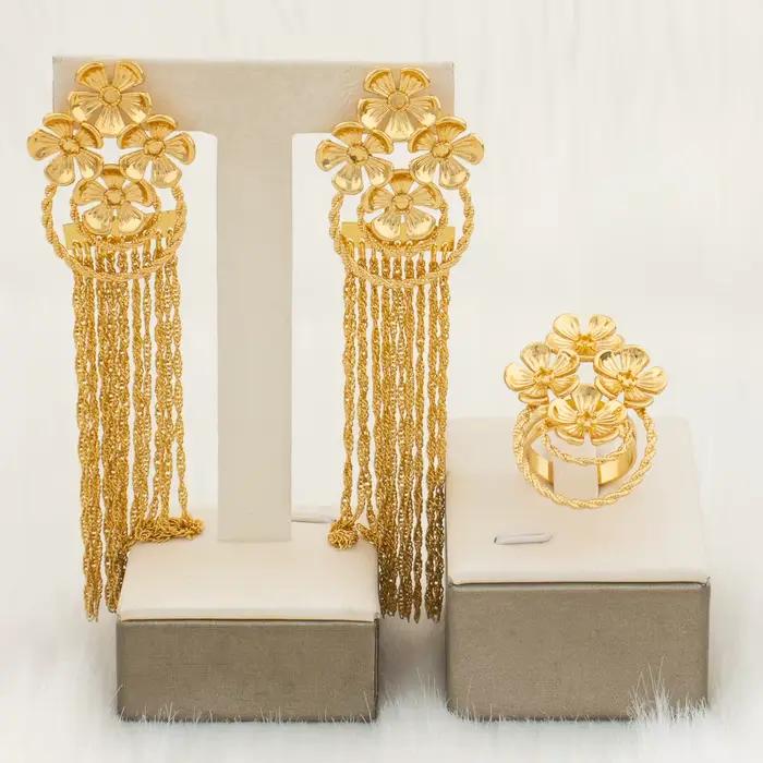 Boucles d'oreilles africaines de Dubaï pour femmes, boucles d'oreilles longues en forme de goutte d'
