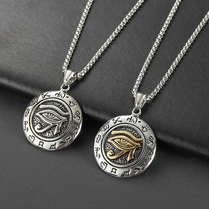 Collier pendentif œil d'horus en acier inoxydable