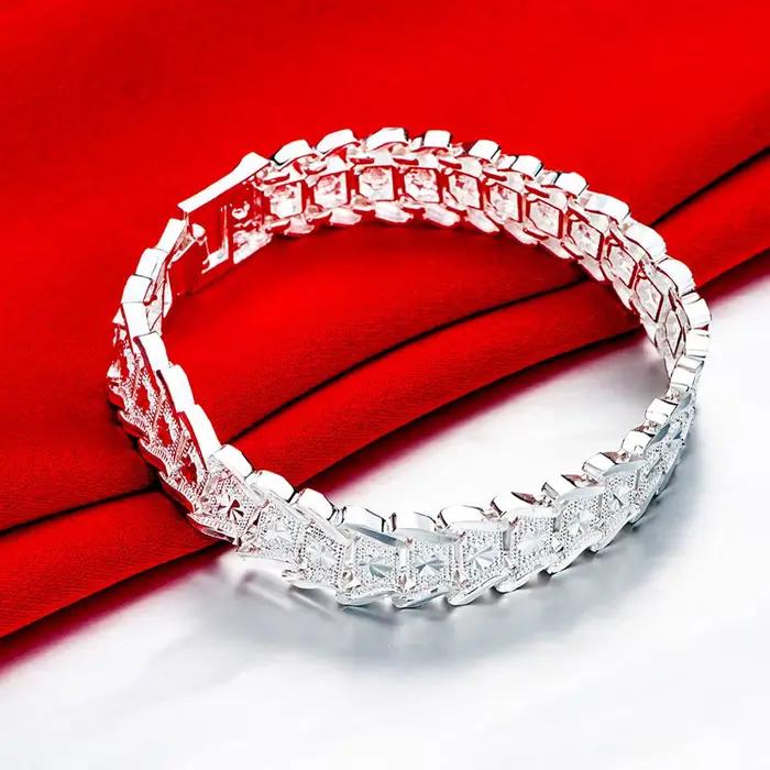 DOTEFFIL – Bracelet large en argent Sterling 925, pour femmes et hommes, bijoux à la mode pour fête de fiançailles et de mariage