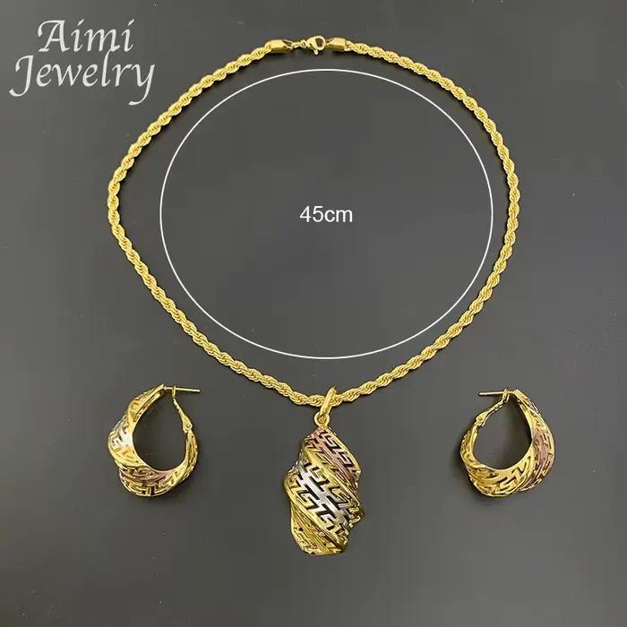 Ensemble de bijoux plaqués or de dubaï pour femmes