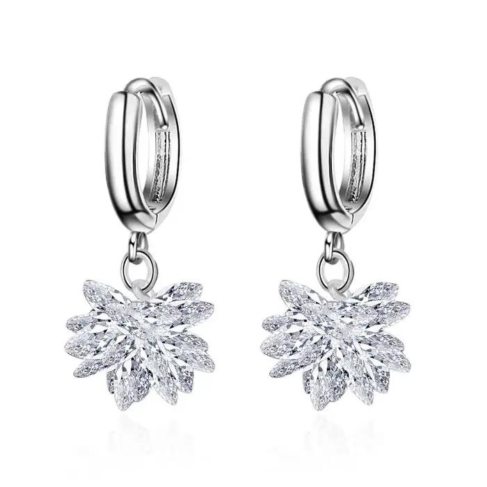 Boucles d'oreilles fleur de neige en argent 925 pour femmes