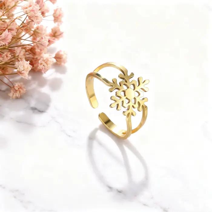 Bague flocon de neige en acier inoxydable pour femme