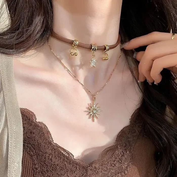 Collier réglable en Zircon étoile de soleil pour femmes