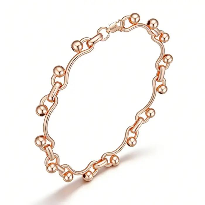 Kinel – Bracelet brillant à la mode pour femmes, or Rose 585, accessoires quotidiens simples, bijoux fins de haute qualité pour mariées