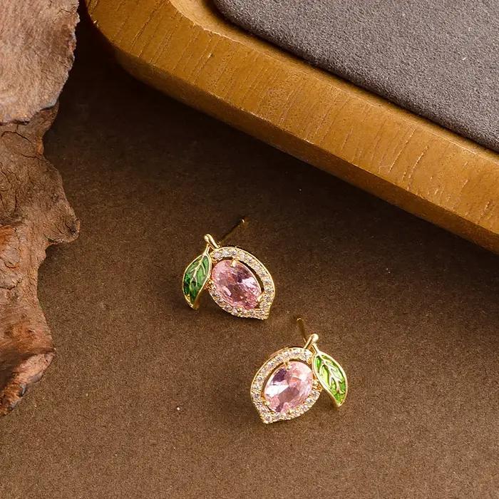 Nouvelles boucles d'oreilles citron élégantes et intelligentes serties de diamants pour femmes