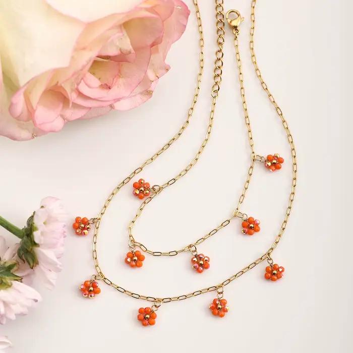 Zora – ensemble de colliers et bracelets avec pendentif en forme de fleur en cristal pour femmes
