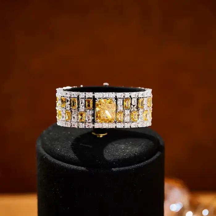 Marque de luxe pur 925 bijoux en argent Sterling pour les femmes Bracelet en cristal rose diamant conception