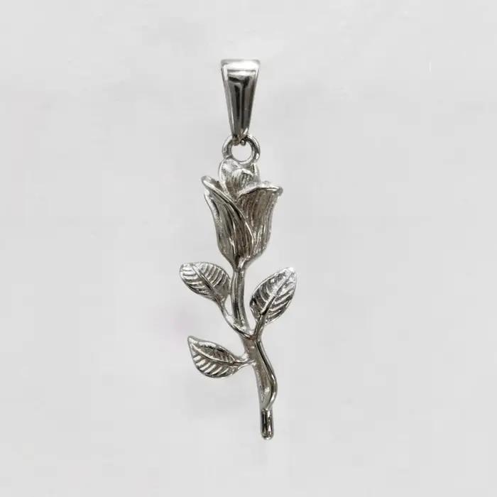 Collier pendentif fleur rose plaqué or pour femme