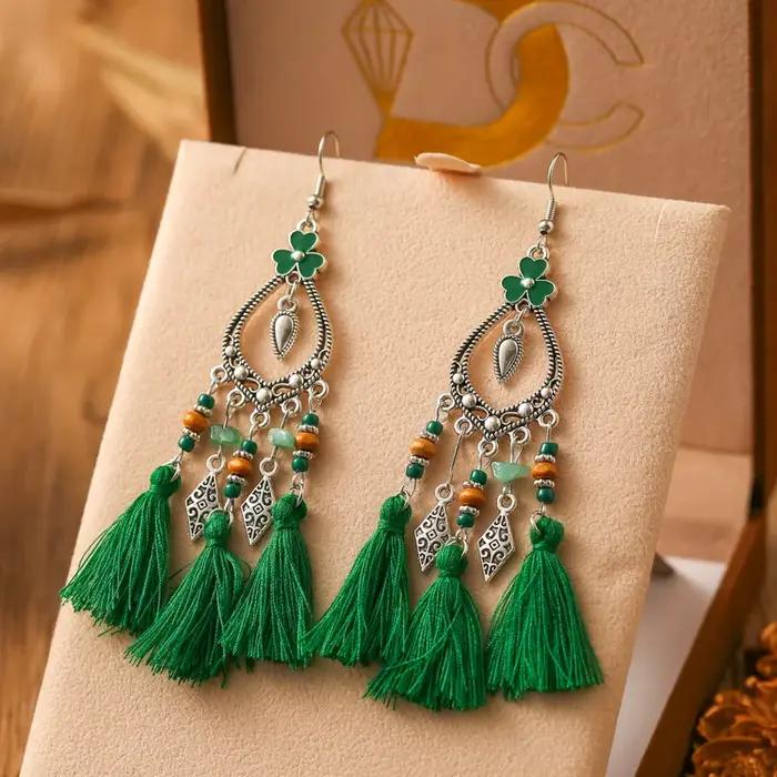 Boucles d'oreilles bohème en forme de cœur et de fleur pour femmes