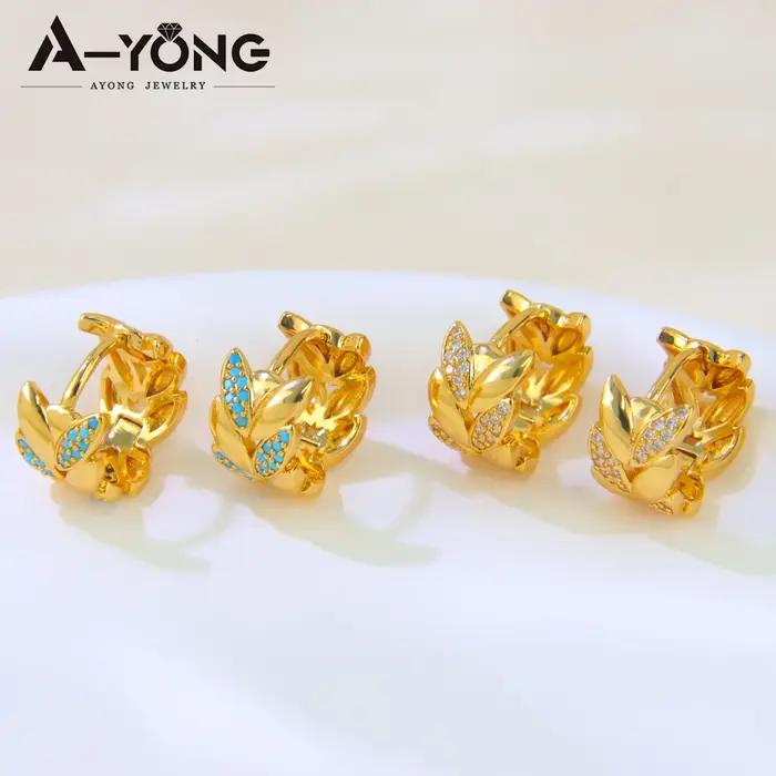 Boucles d'oreilles pendantes en zircone plaqué or 21 carats