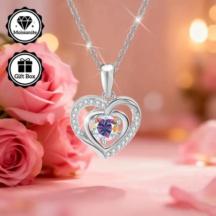 Bijoux LAMVOICE pour femmes, bijoux de haute qualité, collier hypoallergénique, collier en moissanite 1 carat pour femmes, cadeau de Noël