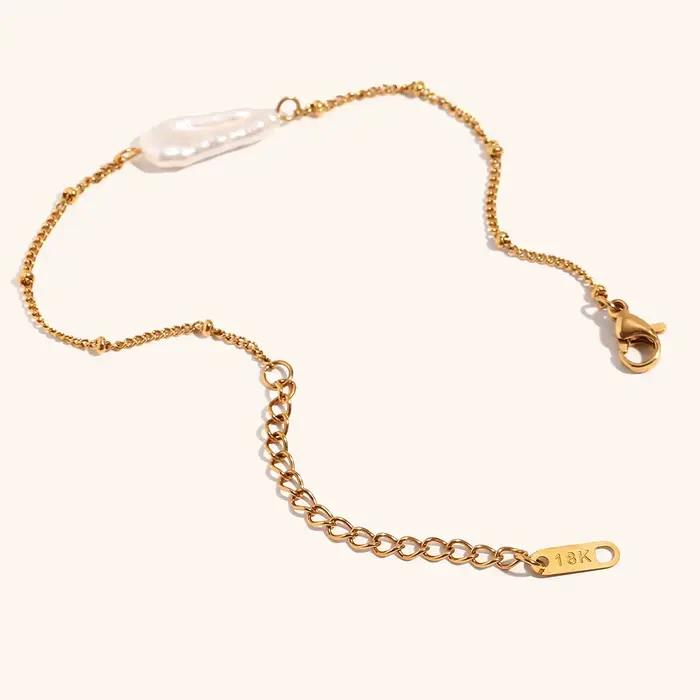 La.Muses – Bracelet Baroque en acier inoxydable pour femmes, longue perle, intervalle, élégant et à la mode, étanche, bijoux cadeau