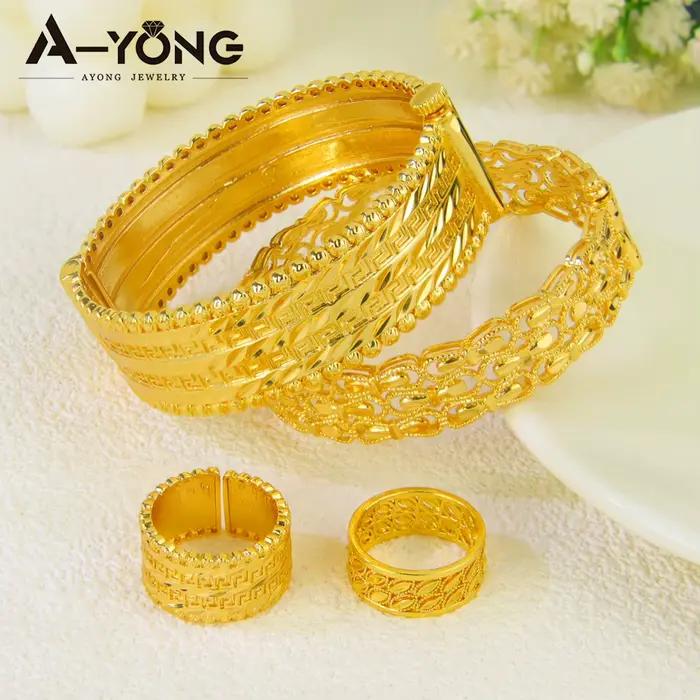 Ensemble de bijoux de mariage de luxe algérie, plaqué or 21 carats, mode arabe, feuille de zircone, bracelets, bagues Oman pour femmes, bijoux de mariage