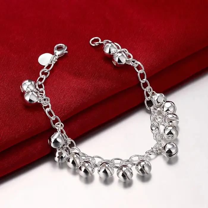 Bracelets à breloques en argent sterling 925 avec perles clochettes pour femmes