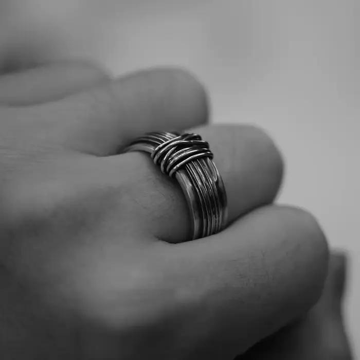Bague Multi-Lignes Enveloppée Vintage Argent Sterling 925 Homme Occasions Spéciales Partie Cadeau Bague Van Cleef