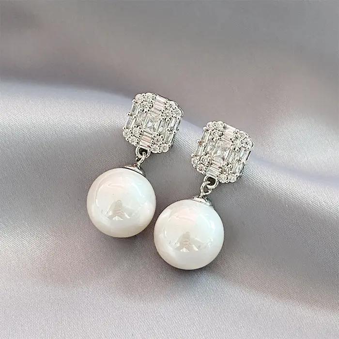 Boucles d'oreilles pendantes en perles de cristal pour femmes