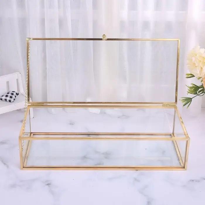 Boîte à bijoux vintage transparent en verre Organisateur