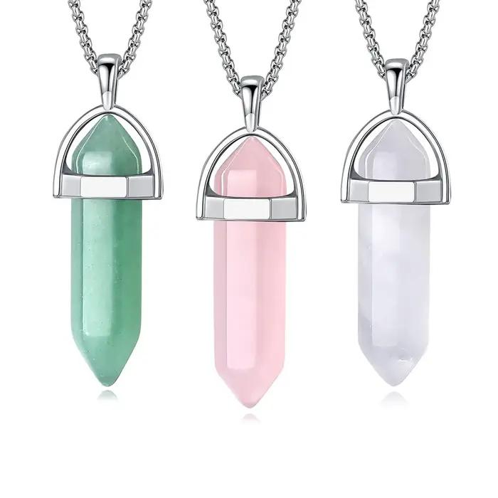 Collier en pierre précieuse obsidienne noire avec chaîne cristal pour femmes occasions spéciales recharge spirituelle quartz tig alanding yst