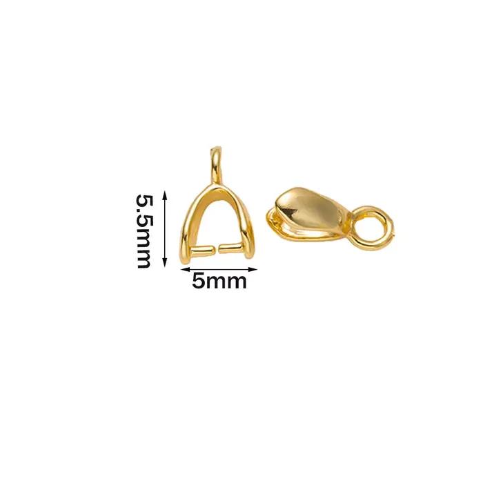 20 pièces 18K plaqué or en laiton pincement pendentif Bail fermoirs pendentif Clip connecteur croche