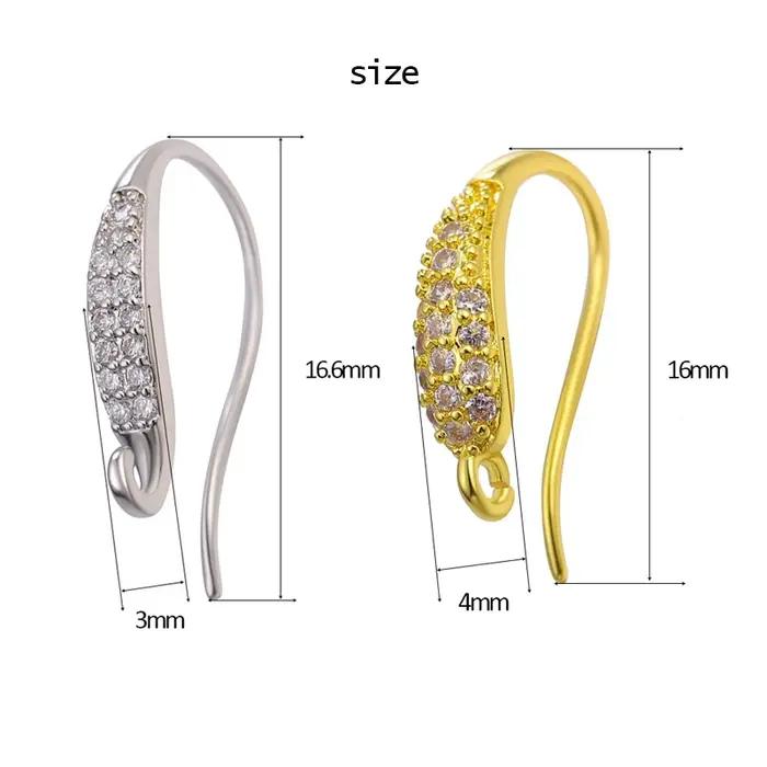Juya boucles d'oreilles crochet cuivre avec Zircon or boucle d'oreille accessoires pour la fabrication de bijoux à la