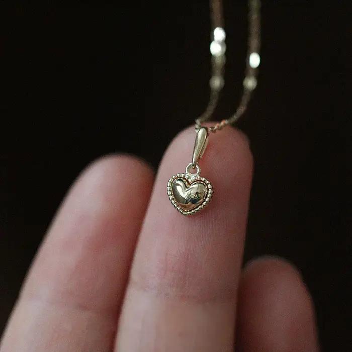 Collier avec pendentif en forme de cœur pour femmes, plaqué or 14 carats, Simple et délicat, à la mode, accessoires de bijoux de fête mignons, 925