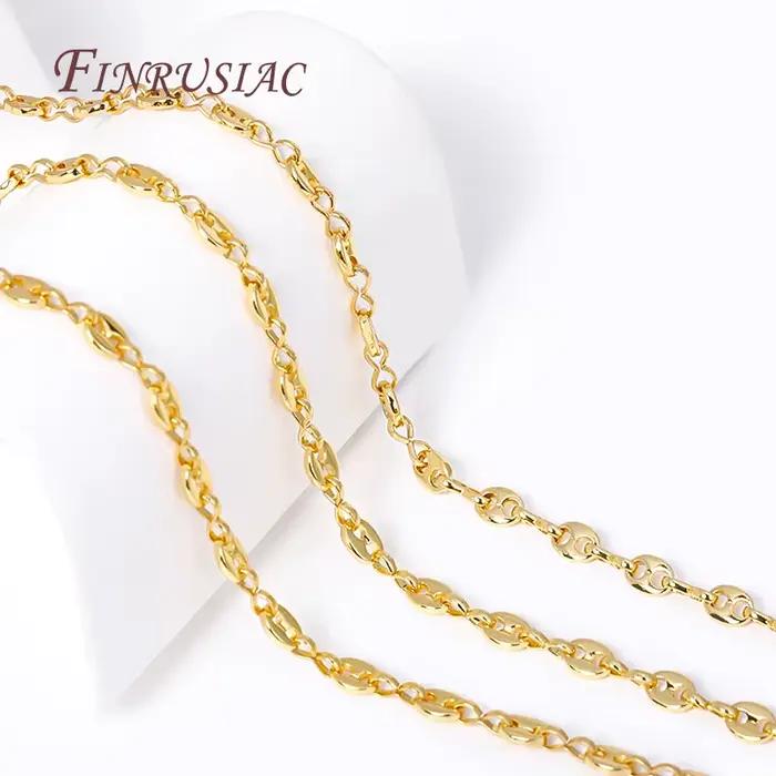 Chaîne de grains de café Hip Hop plaquée or 18 carats, chaînes de nez de cochon en métal de haute qualité pour la fabrication de bijoux faits à la main de collier à faire soi-même