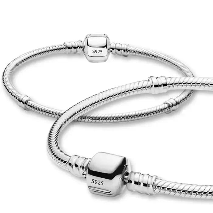 Bracelet en argent sterling 925 serpent à breloques plaqué or pour femmes engagements spéciaux