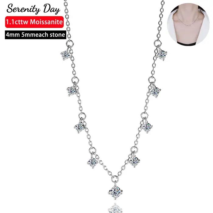 Collier en moissanite Serenity 1.1ct D color pour femmes, pendentif en forme de cœur, chaîne plaquée or 18 carats, bijou de luxe pour occasions spéciales