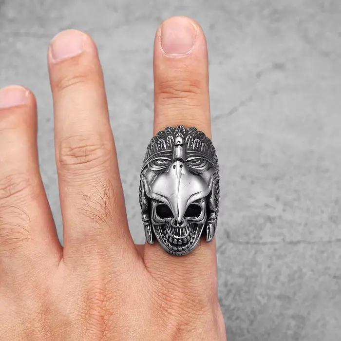 Bagues en acier inoxydable Scout Skull Indian Eagle bijoux punk rétro pour hommes et femmes occasions spéciales alliances de mariage style unique