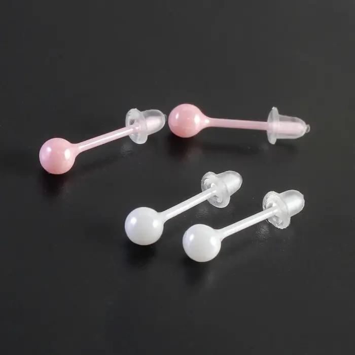 Boucles d'oreilles en céramique rose et blanche brillantes pour filles et femmes élégantes pour toutes les occasions
