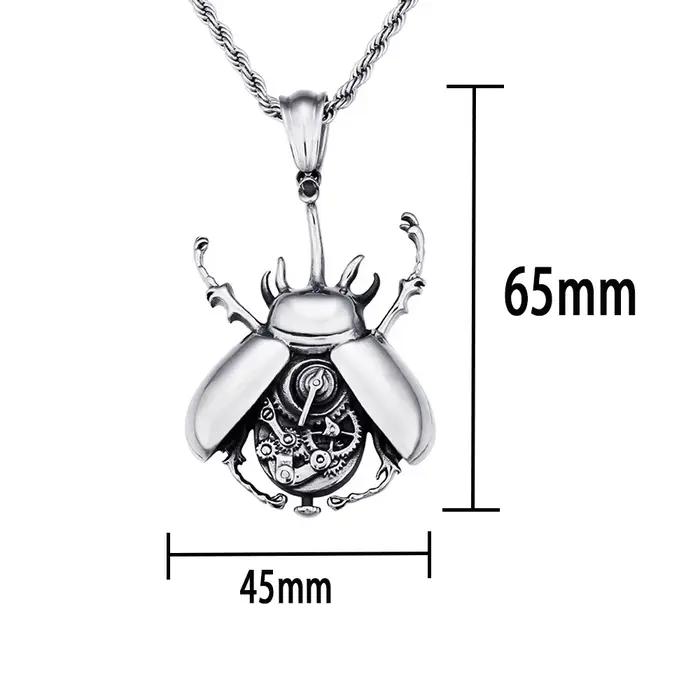 Collier Punk Hip Hop avec pendentif coccinelle mécanique à vapeur pour homme