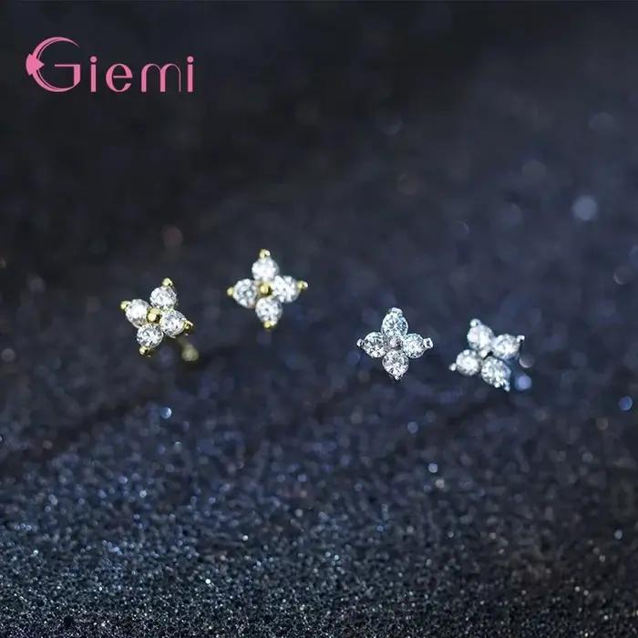 Boucles d'oreilles trèfle en argent Sterling 100% véritable