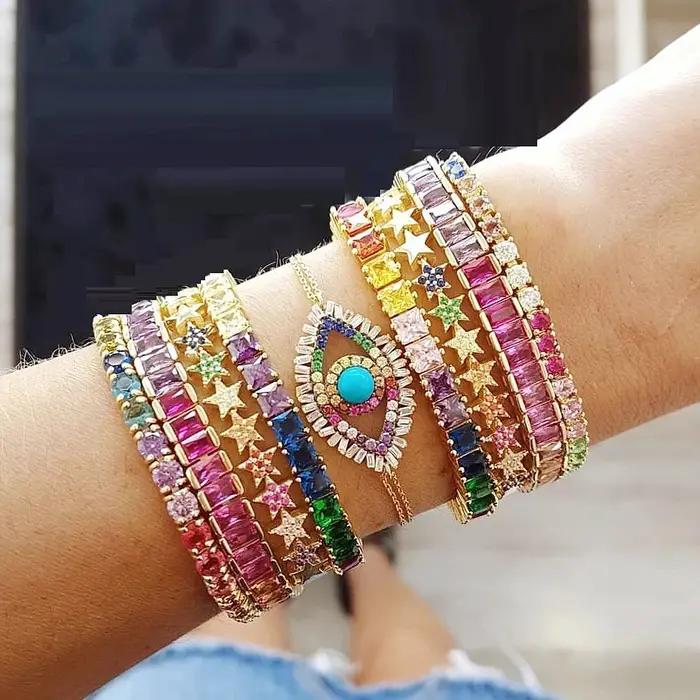 Bracelet Géométrique Arc-en-Ciel en Clip pour Femme