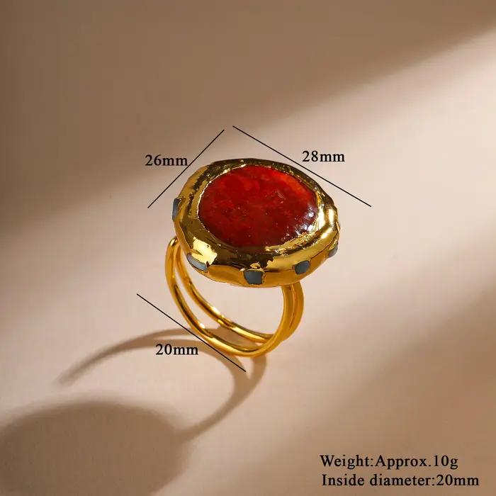 Bague en pierre précieuse Larimar corail rouge