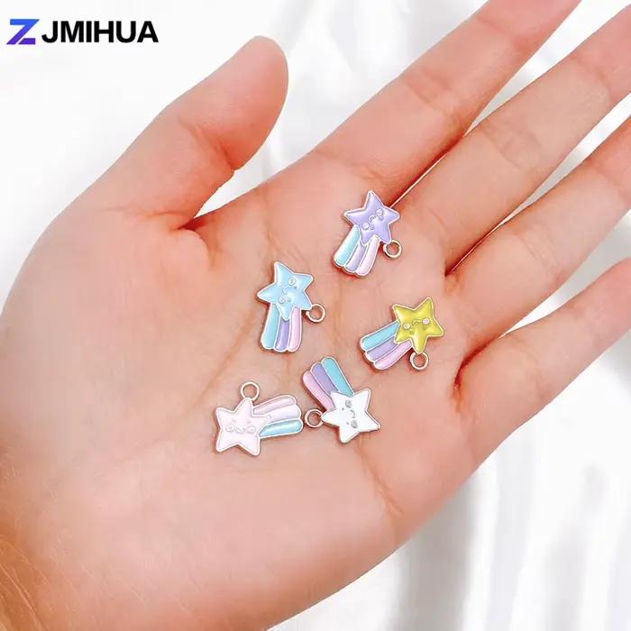 15pcs Émail Arc-En-Ciel Étoile Charmes Pour La Fabrication De Bijoux Fournitures Accessoires BRICOLAGE À La Main Boucles D'oreilles Pendentif Colliers Bracelets Cadeaux