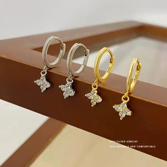 Boucles d'oreilles en forme de feuille en argent Sterling 925 pour femmes