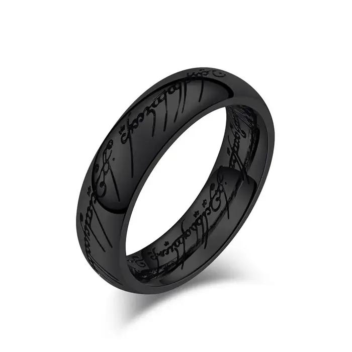 Seigneur des anneaux bague en acier inoxydable de pouvoir sculpté raffiné bague de mariage amoureux