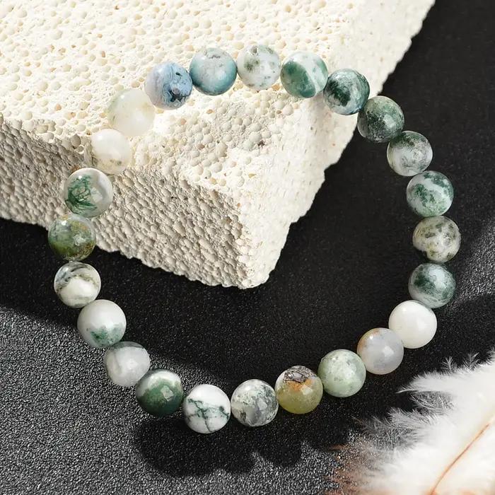 1 morceau de bracelet en cristal de guérison de dépression. Agate Dendritique. Soulage le stress