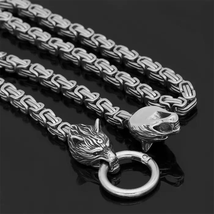 Collier loup celtique nordique avec pendentif tête de loup Viking en acier inoxydable, amulette nordique pour hommes, bijou punk pour parties et occasions spéciales