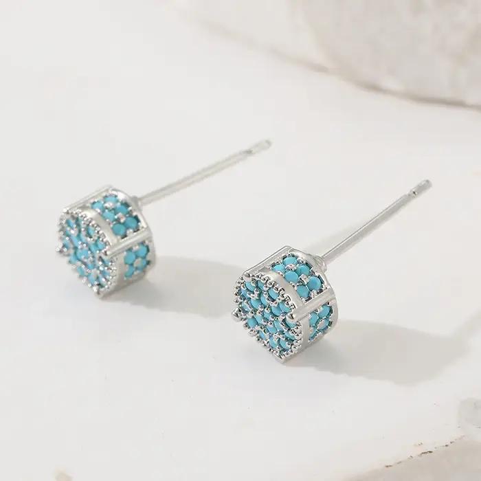 Boucles d'oreilles rondes de luxe en turquoise