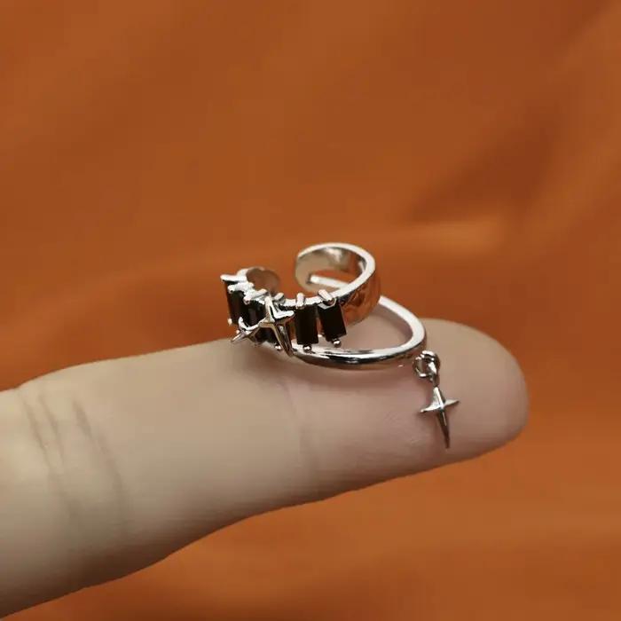 Boucles d'oreilles Hip-Hop en forme d'étoile à épines superposées