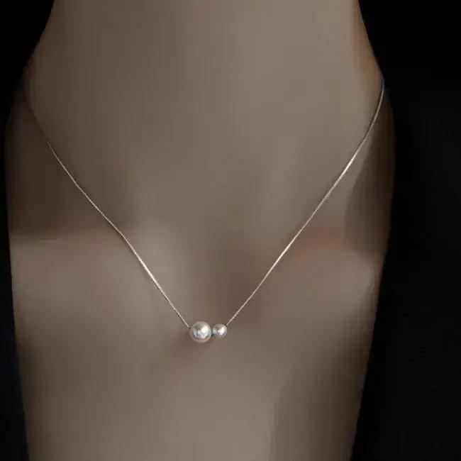 Collier de perles pour femmes plaqué or 14 carats