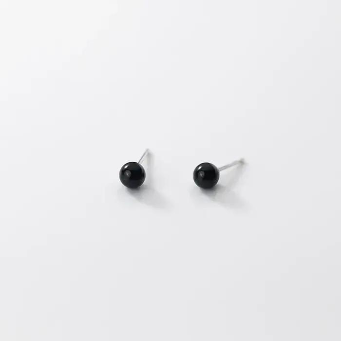 Boucles d'oreilles perles noires en argent regardé 925 pour femmes et enfants, bijoux d'oreille de tempérament coréen, cadeau de fête de mariage, pendentif femme occasions spéciales