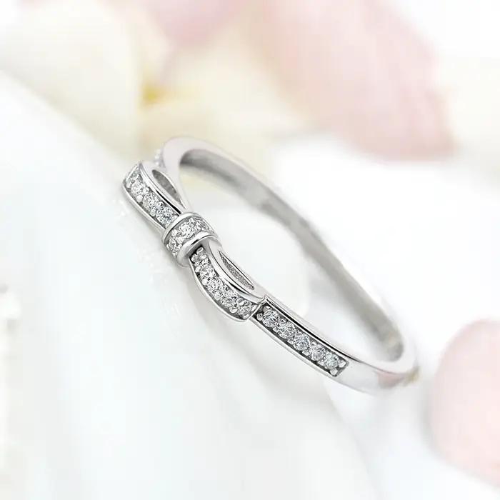 CLUCI mignon 925 en argent Sterling nœud papillon femmes fête bague de mariage bijoux de haute qualité