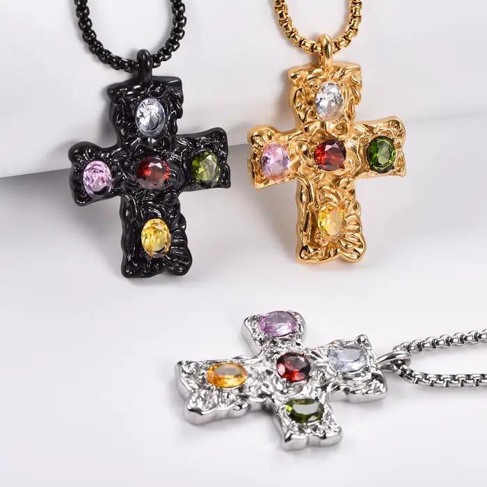 Bijoux Vintage pendentif croix en cristal pour femmes