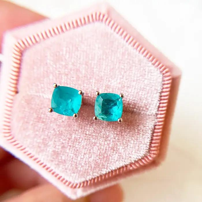 Luxyimagic-Boucles d'Oreilles en Pierres Précieuses de Tourmaline pour Femme